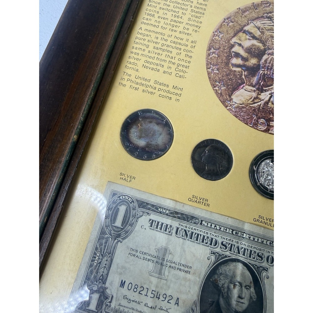 The Silver Story- Silver Certificate Half Dollar Quarter Dime Nickel & Granules - Picture 2 of 12